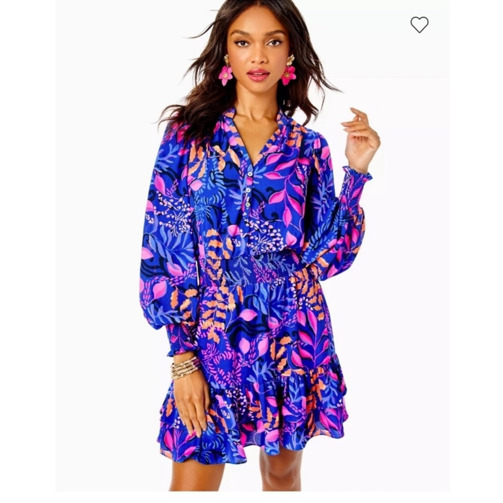 Lilly Pulitzer Shilah Botanical Floral Dress Absolute Purrfection Size 10